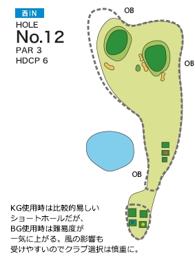 亀山ゴルフクラブ 西コースIN12番ホール コース図