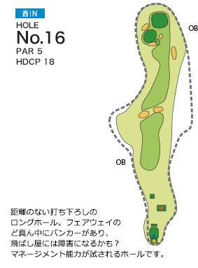 亀山ゴルフクラブ 西コースIN16番ホール コース図