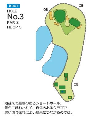 亀山ゴルフクラブ 東コースOUT3番ホール コース図
