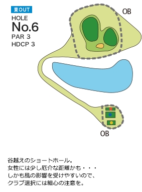 亀山ゴルフクラブ 東コースOUT6番ホール コース図