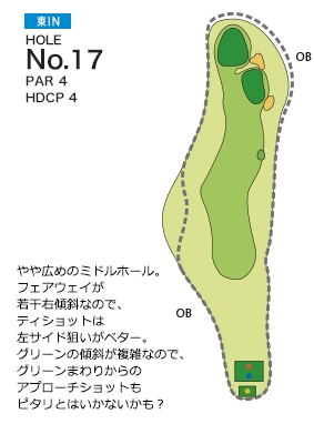 亀山ゴルフクラブ 東コースIN17番ホール コース図