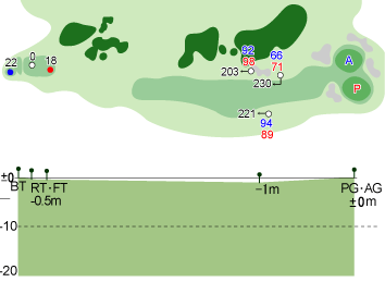富士箱根カントリークラブ IN16番ホール コース図