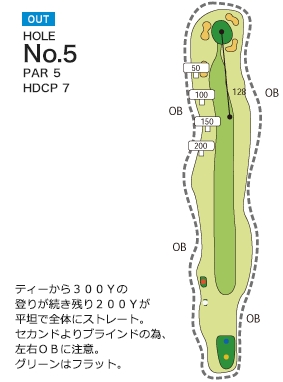 松山国際ゴルフ倶楽部 OUT5番ホール コース図