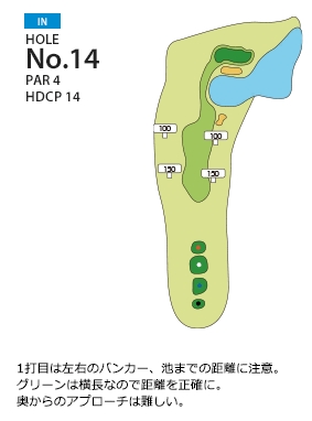 京カントリークラブ IN14番ホール コース図