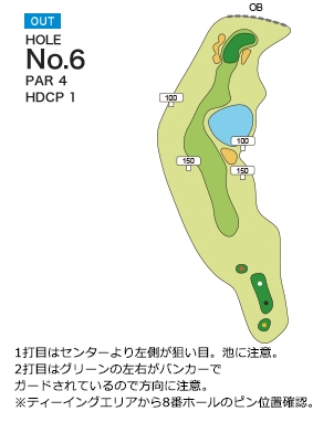 京カントリークラブ OUT6番ホール コース図