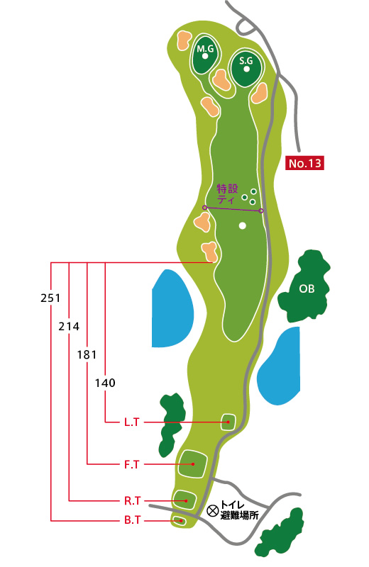 タラオカントリークラブ 東 IN12番ホール コース図