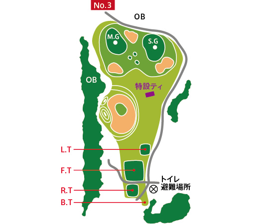 タラオカントリークラブ 東 OUT2番ホール コース図