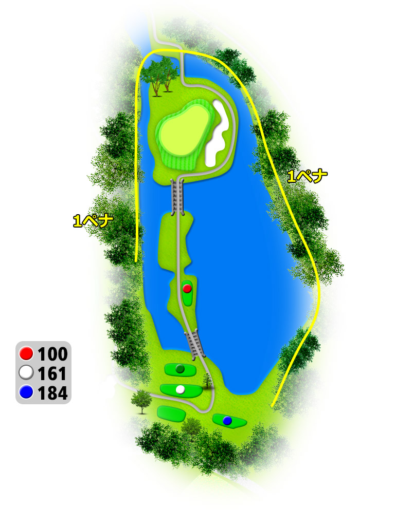三島カントリークラブ IN14番ホール コース図
