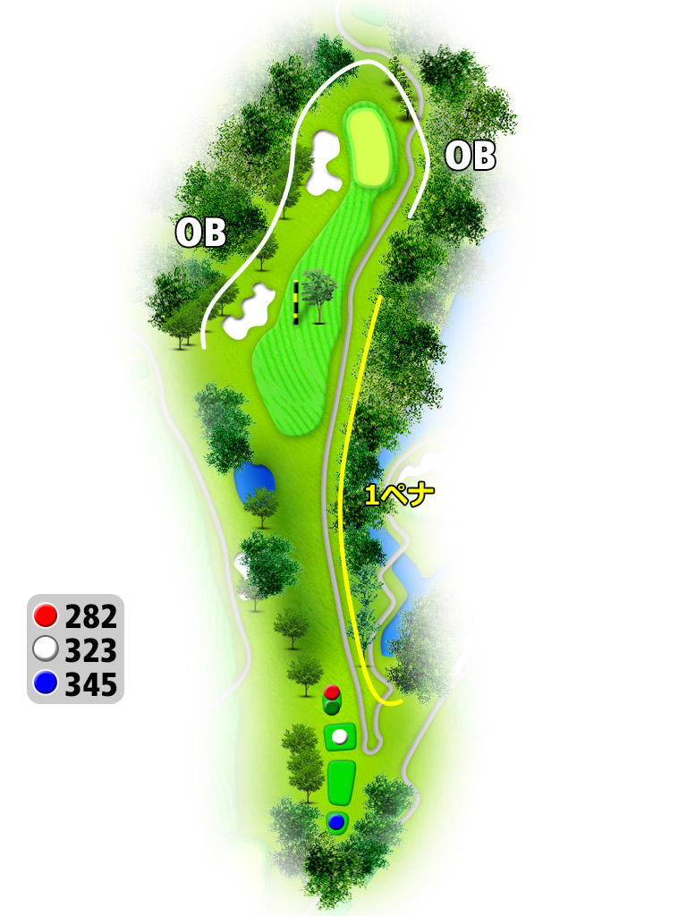 三島カントリークラブ IN15番ホール コース図