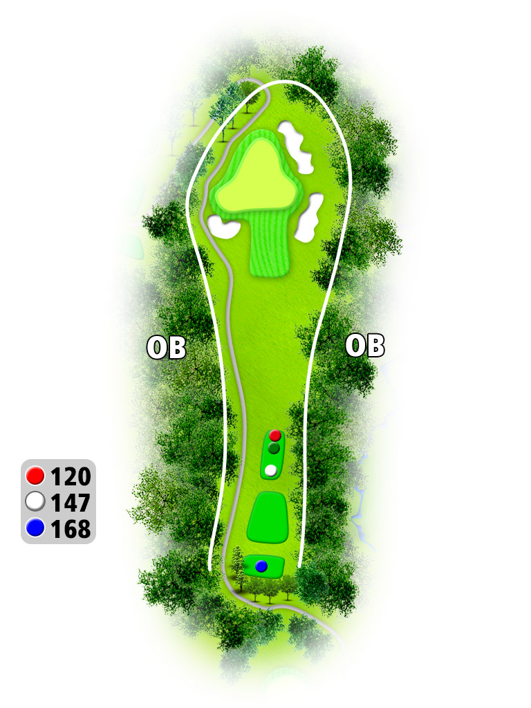 三島カントリークラブ IN16番ホール コース図