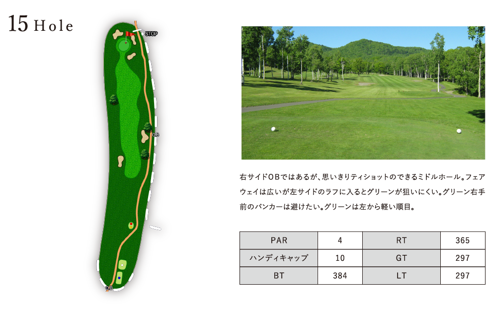 旭川たかすゴルフクラブ IN15番ホール コース図