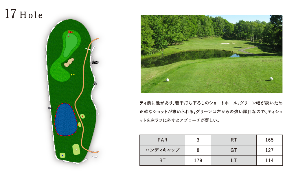 旭川たかすゴルフクラブ IN17番ホール コース図