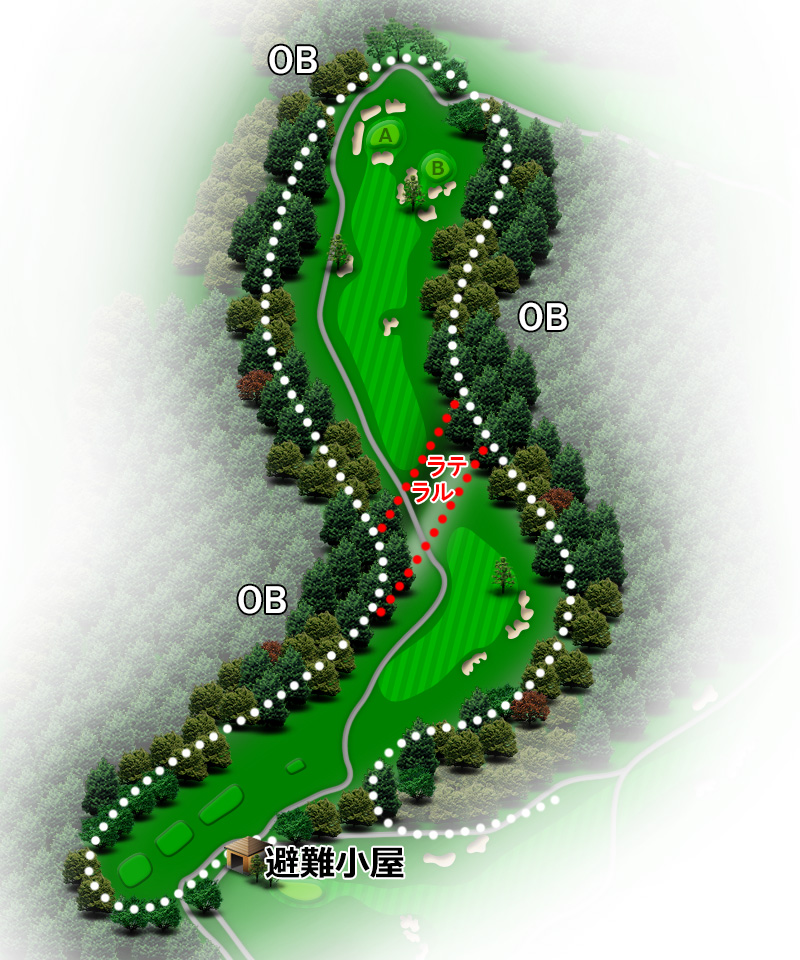 河口湖カントリークラブ 東コース8番ホール コース図