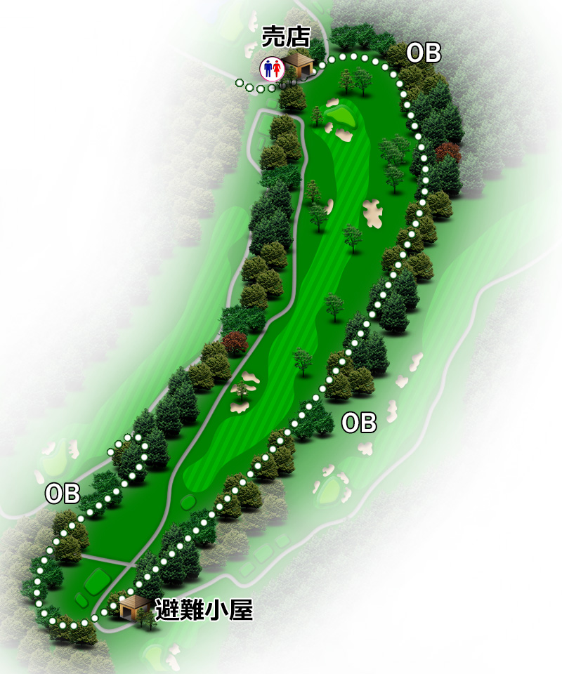 河口湖カントリークラブ 南コース4番ホール コース図
