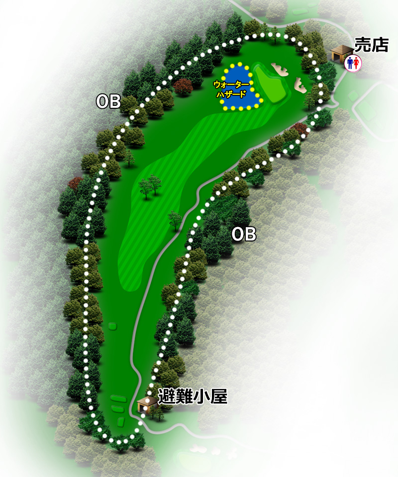 河口湖カントリークラブ 南コース7番ホール コース図