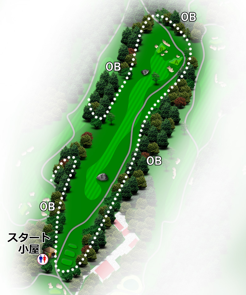 河口湖カントリークラブ 西コース1番ホール コース図