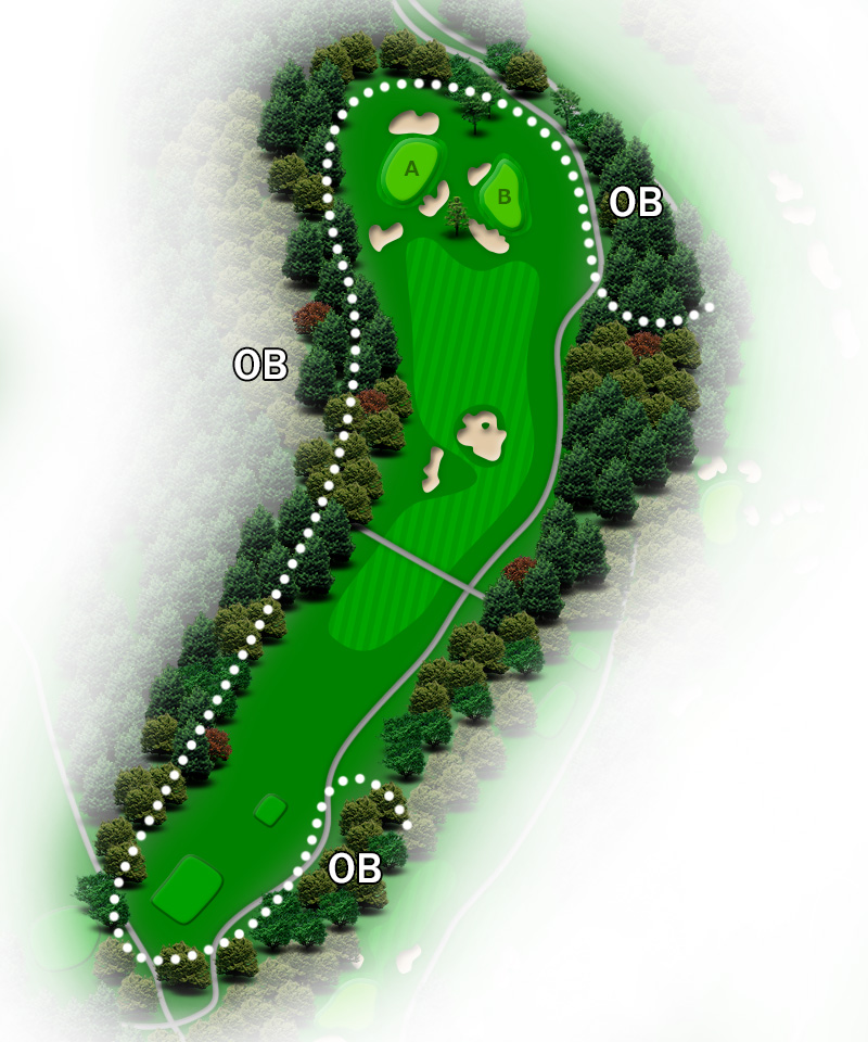 河口湖カントリークラブ 西コース2番ホール コース図