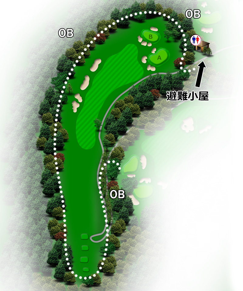 河口湖カントリークラブ 西コース3番ホール コース図