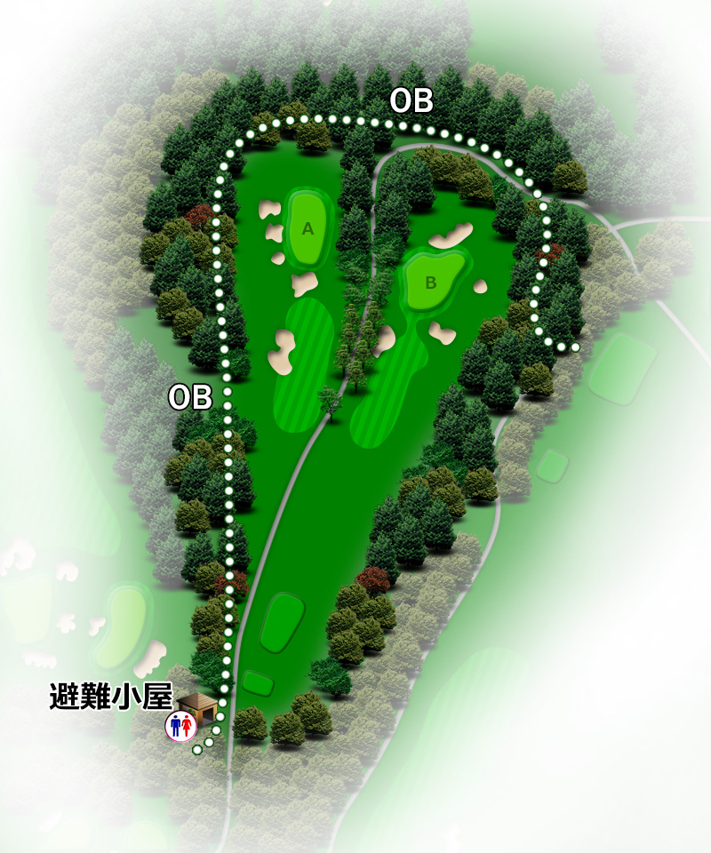 河口湖カントリークラブ 西コース4番ホール コース図