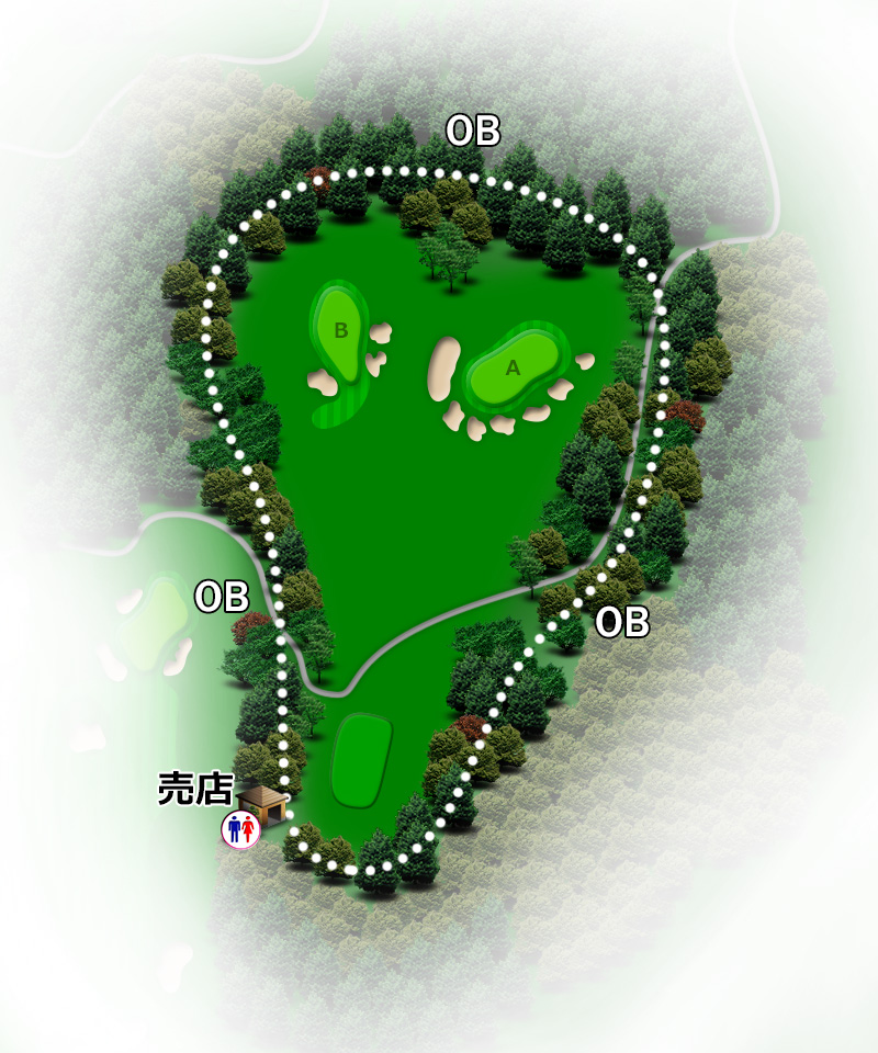河口湖カントリークラブ 西コース6番ホール コース図