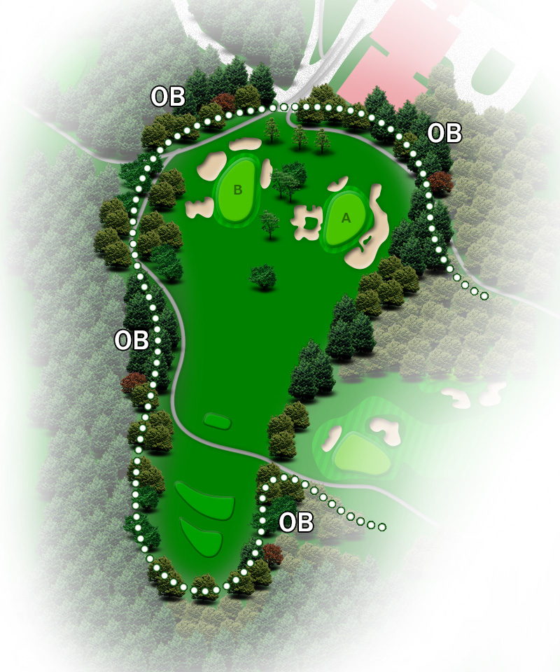 河口湖カントリークラブ 西コース9番ホール コース図