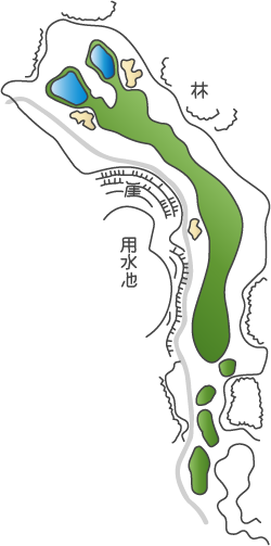 サンセットヒルズカントリークラブ 瀬戸内1番ホール コース図