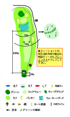 高山ゴルフ倶楽部 IN15番ホール コース図