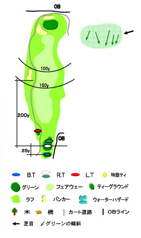 高山ゴルフ倶楽部 IN16番ホール コース図
