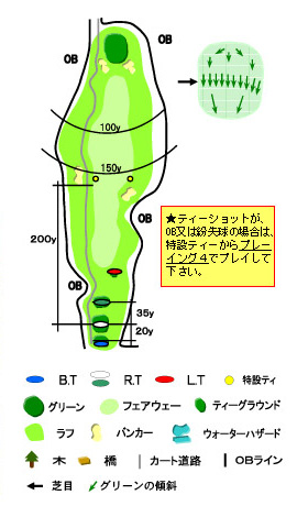 高山ゴルフ倶楽部 OUT9番ホール コース図