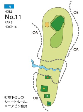 ヤシロカントリークラブ IN11番ホール コース図