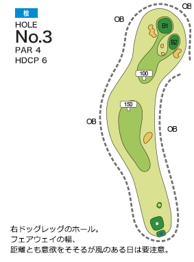大博多カントリー倶楽部 桧3番ホール コース図