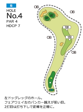 大博多カントリー倶楽部 桧4番ホール コース図