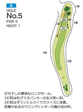 大博多カントリー倶楽部 桧5番ホール コース図