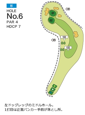 大博多カントリー倶楽部 杉6番ホール コース図
