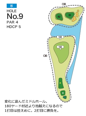 大博多カントリー倶楽部 杉9番ホール コース図