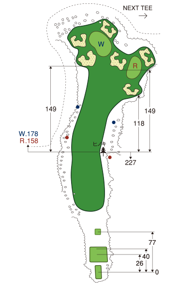 大利根カントリークラブ EAST COURSE IN14番ホール コース図