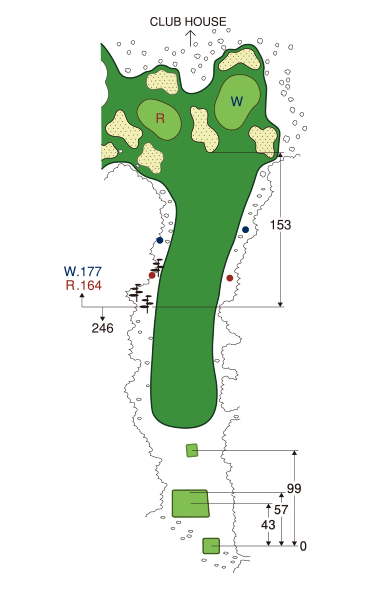 大利根カントリークラブ EAST COURSE IN18番ホール コース図
