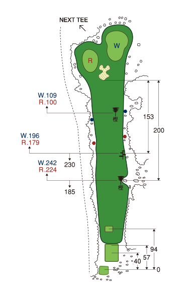 大利根カントリークラブ EAST COURSE OUT1番ホール コース図