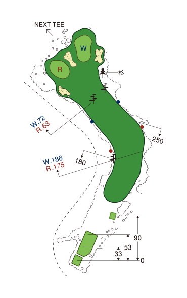 大利根カントリークラブ EAST COURSE OUT2番ホール コース図