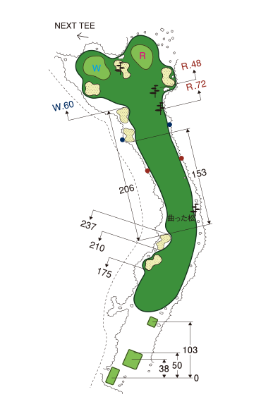 大利根カントリークラブ EAST COURSE OUT4番ホール コース図