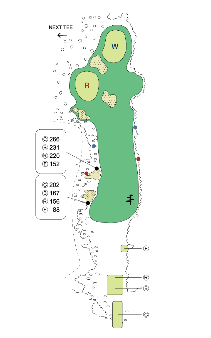 大利根カントリークラブ WEST COURSE IN14番ホール コース図