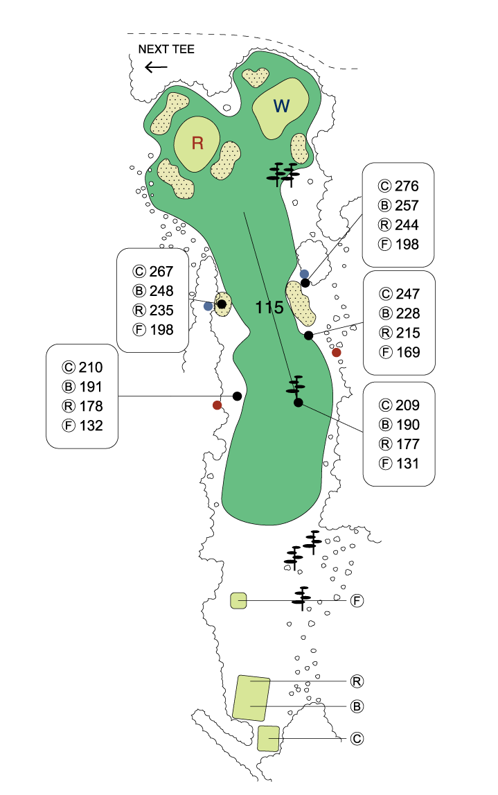 大利根カントリークラブ WEST COURSE IN15番ホール コース図