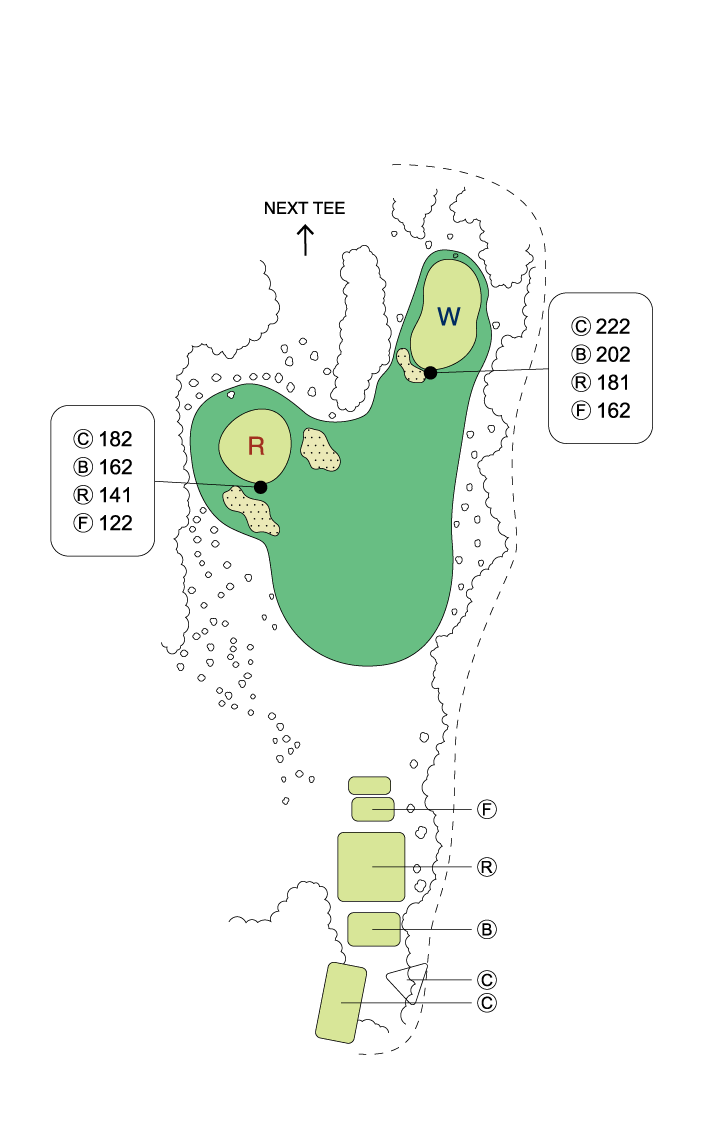 大利根カントリークラブ WEST COURSE IN16番ホール コース図
