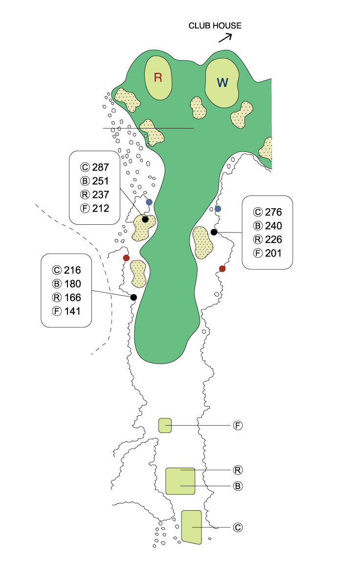 大利根カントリークラブ WEST COURSE IN18番ホール コース図