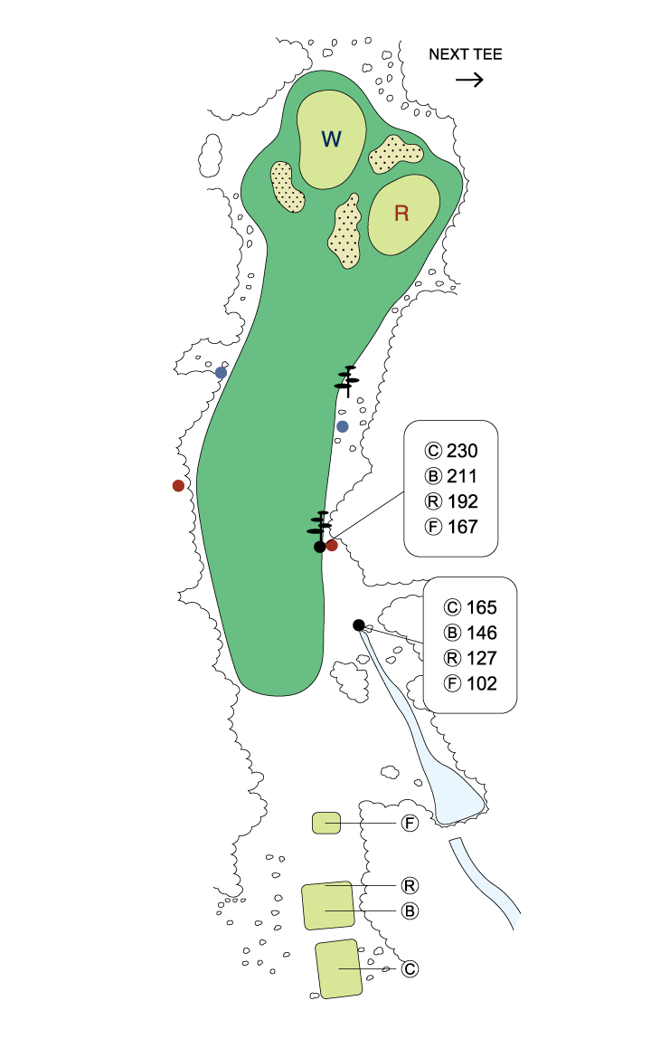 大利根カントリークラブ WEST COURSE OUT1番ホール コース図
