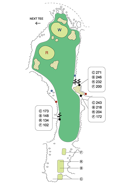 大利根カントリークラブ WEST COURSE OUT2番ホール コース図