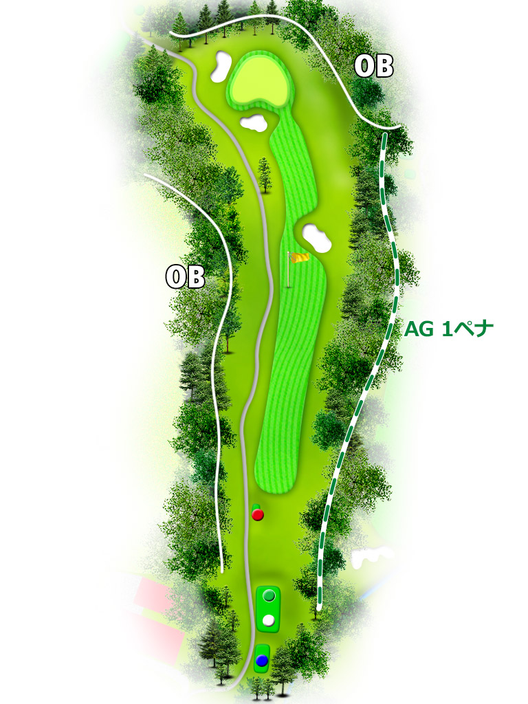 西富士ゴルフ倶楽部 OUT1番ホール コース図