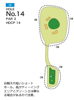 宇和島カントリー倶楽部 IN14番ホール コース図