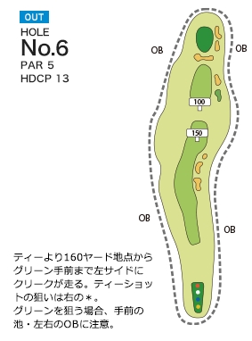 宇和島カントリー倶楽部 OUT6番ホール コース図