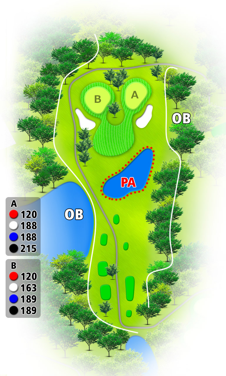 セントラルゴルフクラブ 東OUT2番ホール コース図